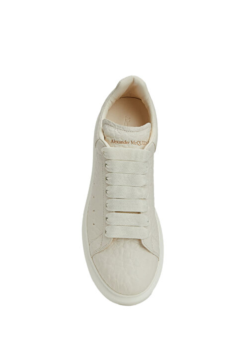 Oversized Ekru Kadın Deri Sneaker - Görsel 5