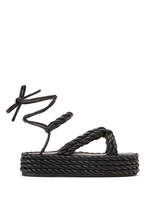 Siyah Kadın Deri Sandalet - Görsel 2