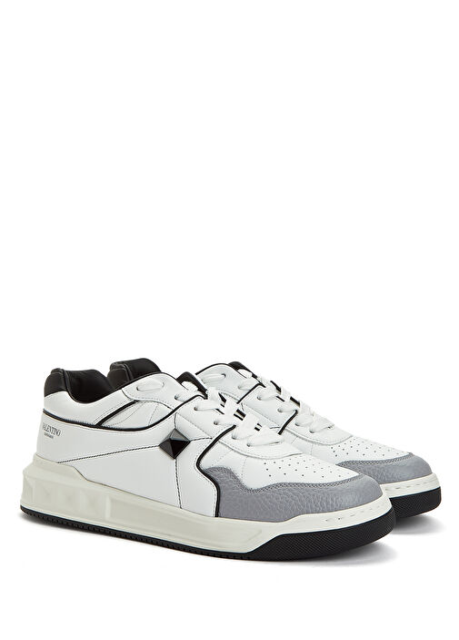 One Stud Beyaz Gri Erkek Deri Sneaker - Görsel 3