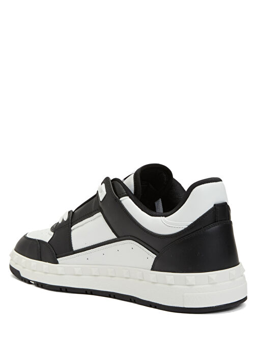 Rockstud Siyah Beyaz Erkek Deri Sneaker - Görsel 4