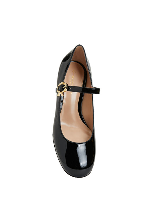 Siyah Deri Topuklu Ayakkabı - Görsel 5