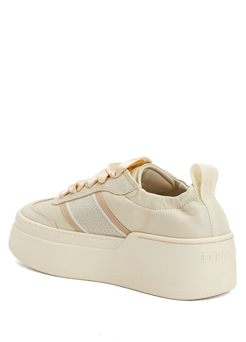 Ekru Kadın Deri Sneaker - Görsel 4