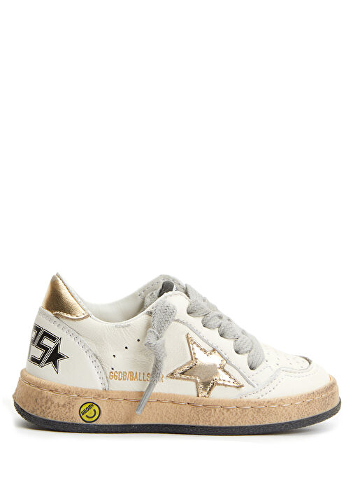 Beyaz Yıldız Patchli Unisex Çocuk Deri Sneaker - Görsel 2