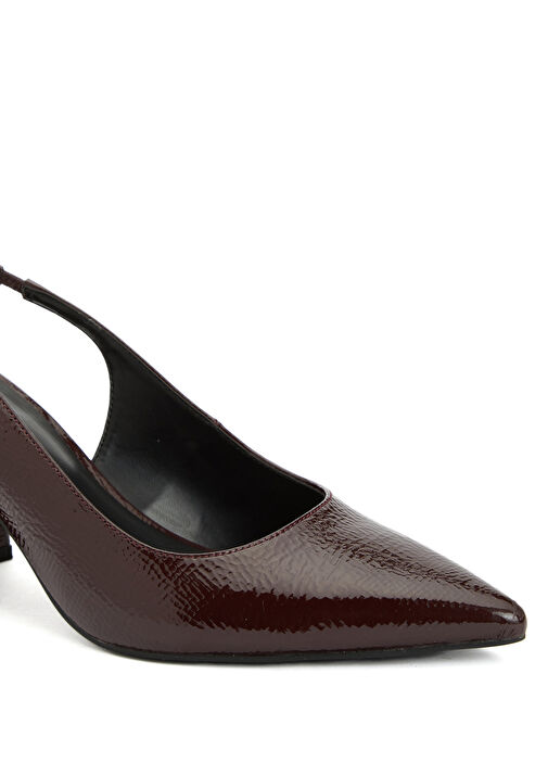 Bordo Deri Topuklu Ayakkabı - Görsel 7