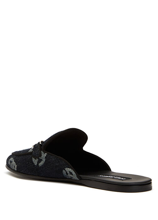 Lacivert Logo Desenli Erkek Denim Terlik - Görsel 4