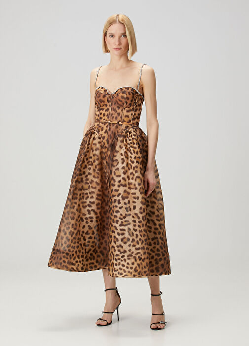Zimmermann - Leopard Print Midi Linen Cocktail Dress