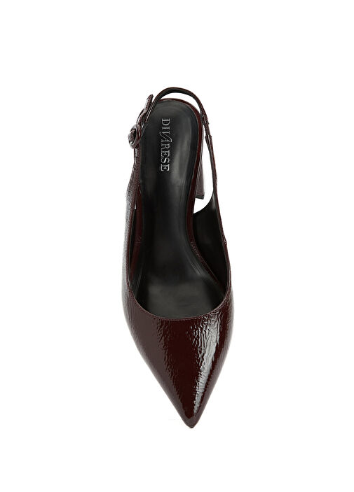 Bordo Deri Topuklu Ayakkabı - Görsel 5