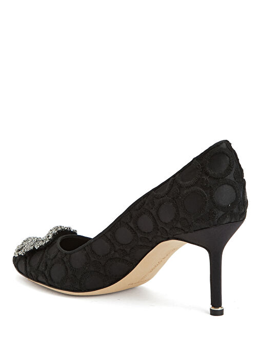 Siyah İpek Topuklu Ayakkabı - Görsel 4