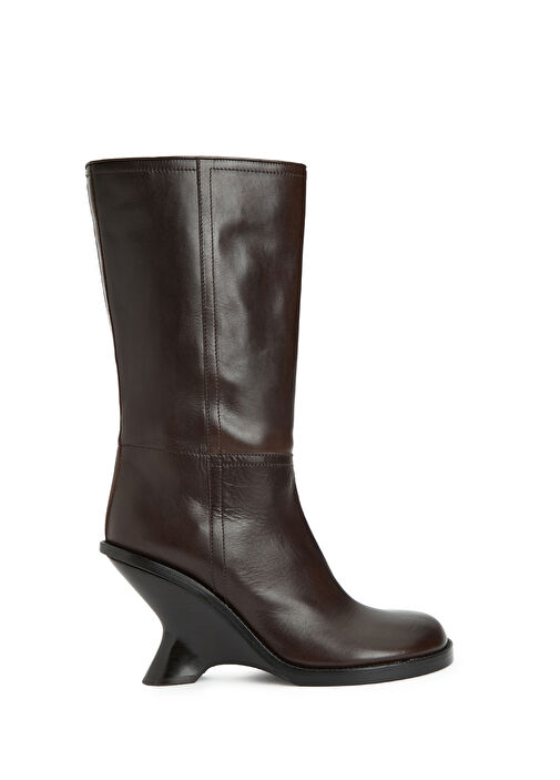 Koyu Kahverengi Kadın Deri Bot - Görsel 2