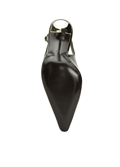 Kahverengi Deri Topuklu Ayakkabı - Görsel 6