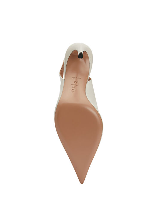 Beyaz Deri Topuklu Ayakkabı - Görsel 6