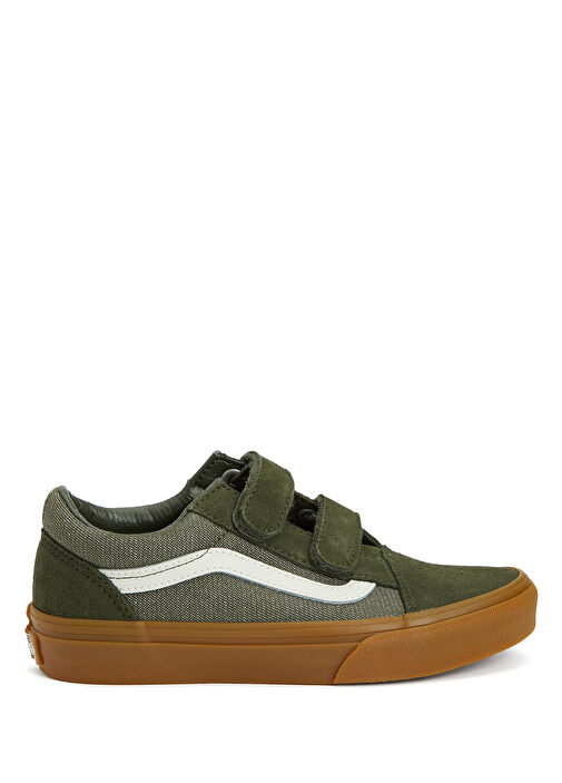 Old Skool V Yeşil Çocuk Deri Sneaker - Görsel 2