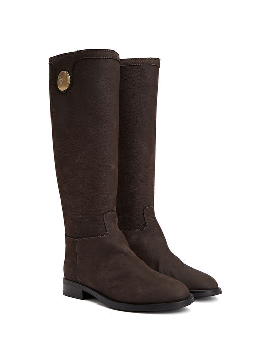 Koyu Kahverengi Kadın Deri Çizme - Görsel 3