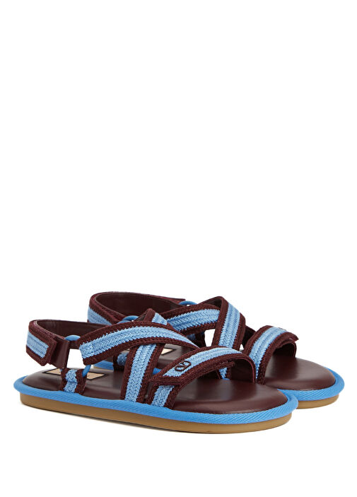 Mavi Bordo Kadın Deri Sandalet - Görsel 3