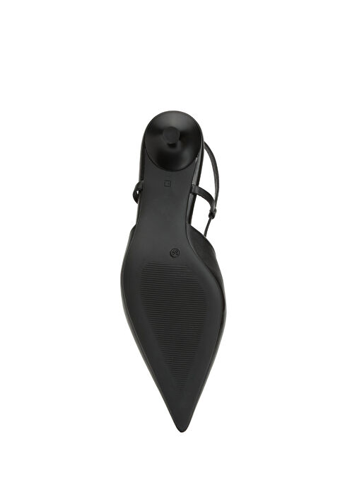 Siyah Deri Topuklu Ayakkabı - Görsel 6