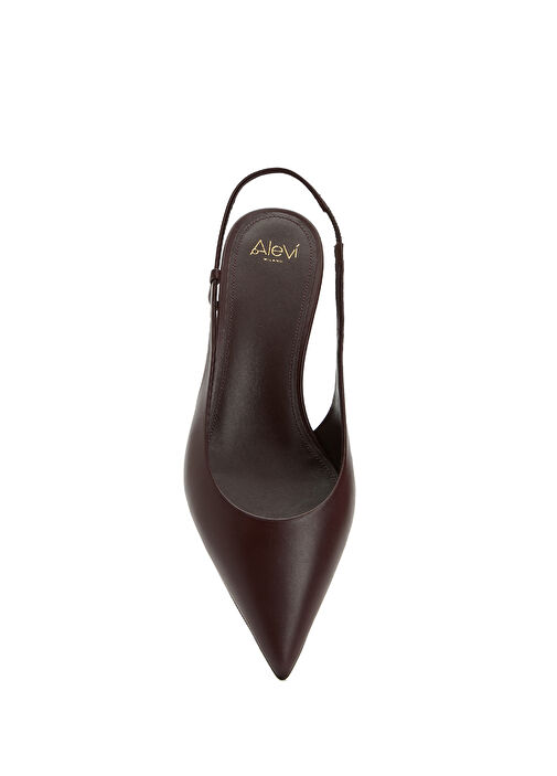 Bordo Deri Topuklu Ayakkabı - Görsel 5