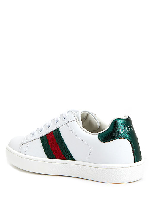 Beyaz Logolu Unisex Çocuk Deri Sneaker - Görsel 4