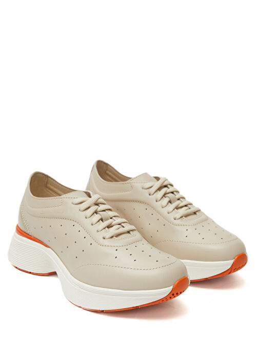 Bej Kadın Deri Sneaker - Görsel 3