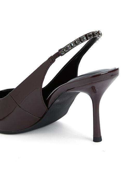 Bordo Taşlı Topuklu Ayakkabı - Görsel 7