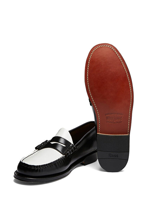 Weejuns Siyah Beyaz Erkek Deri Loafer - Görsel 6