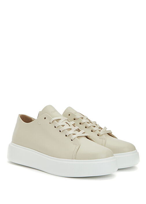 Kırık Beyaz Kadın Flother Deri Sneaker - Görsel 3