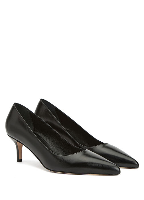 Siyah Deri Topuklu Ayakkabı - Görsel 3