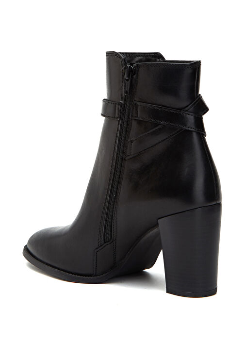 Siyah Kemer Detaylı Kadın Deri Bot - Görsel 4