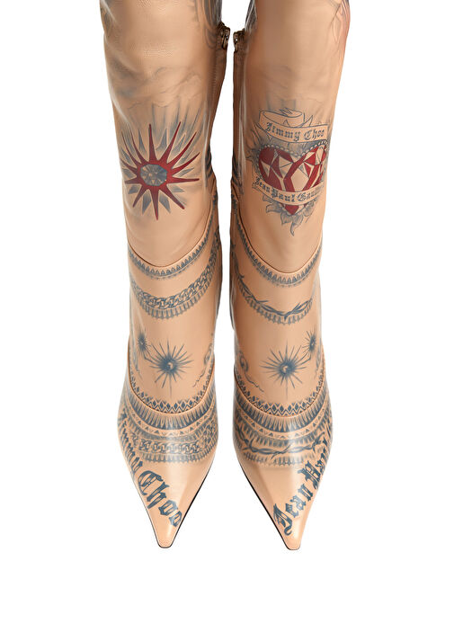 Over The Knee Nude Topuklu Deri Çizme - Görsel 5