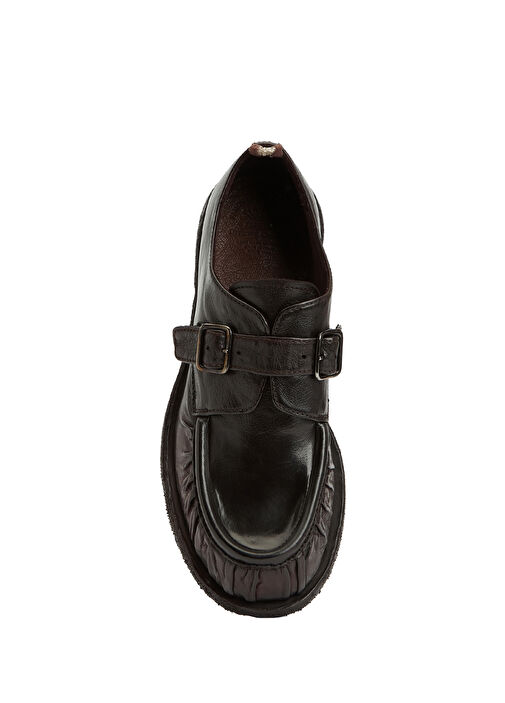 Koyu Kahverengi Kadın Deri Loafer - Görsel 5