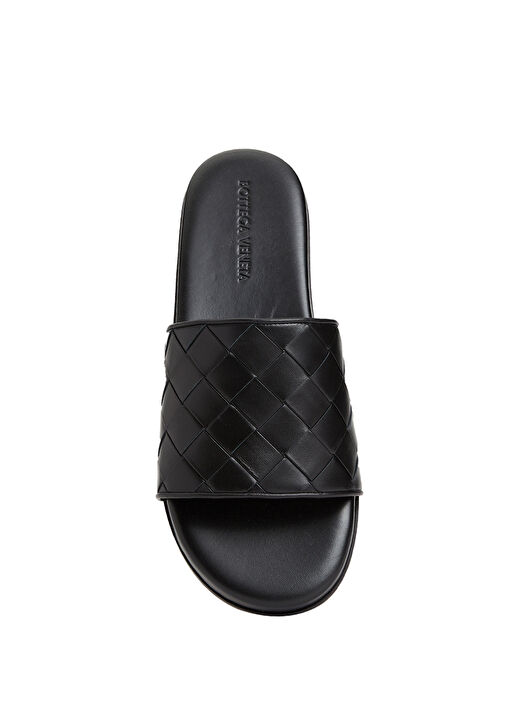 Siyah Örgü Dokulu Erkek Deri Terlik - Görsel 5