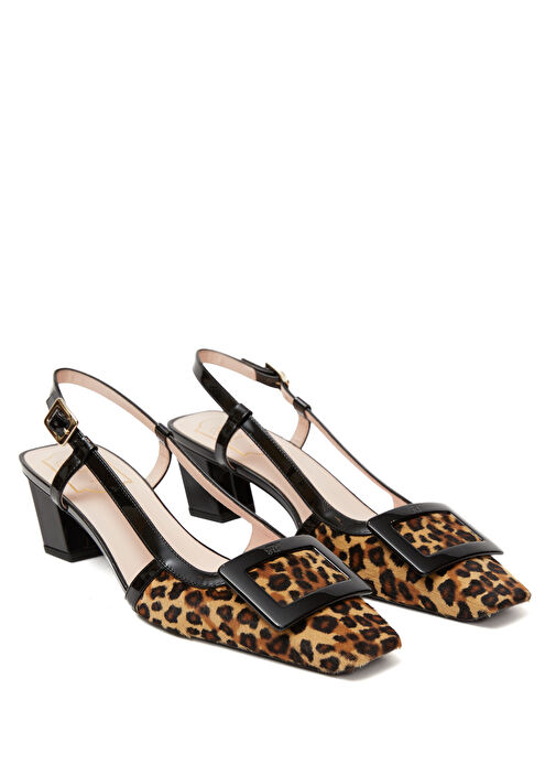 Leopar Desenli Deri Topuklu Ayakkabı - Görsel 3