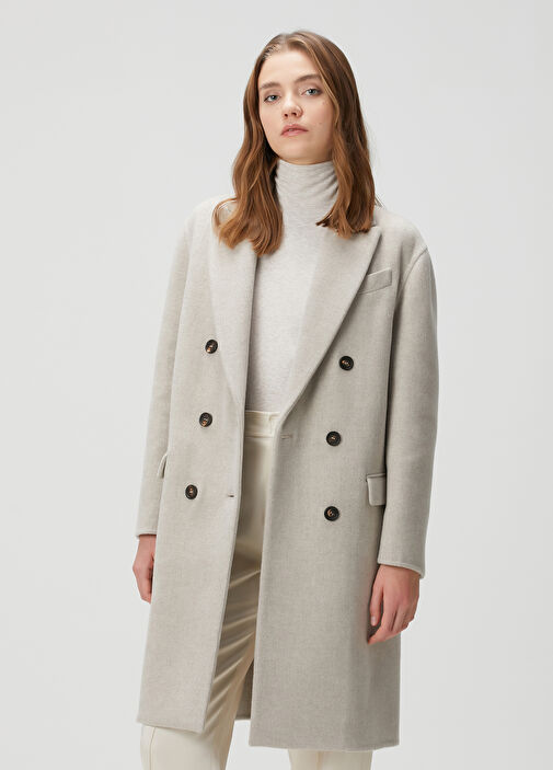 Brunello Cucinelli - Beige Double-Breasted Wool Coat