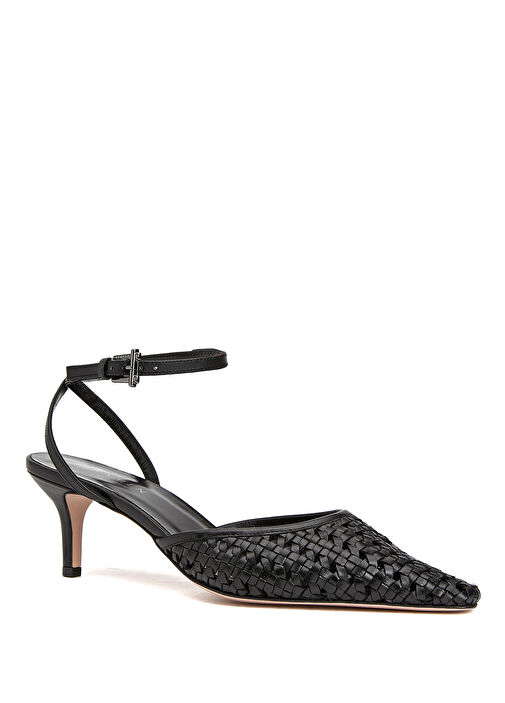 Siyah Deri Topuklu Ayakkabı - Görsel 3