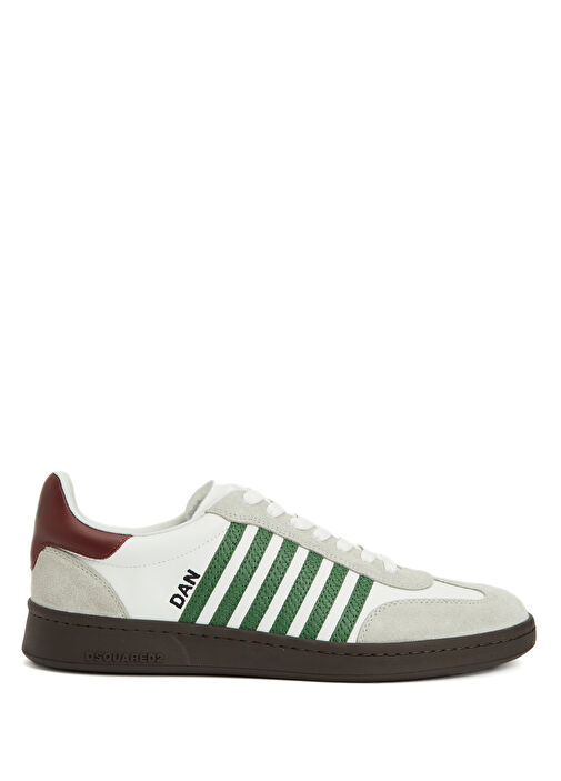 Beyaz Yeşil Erkek Deri Sneaker - Görsel 2