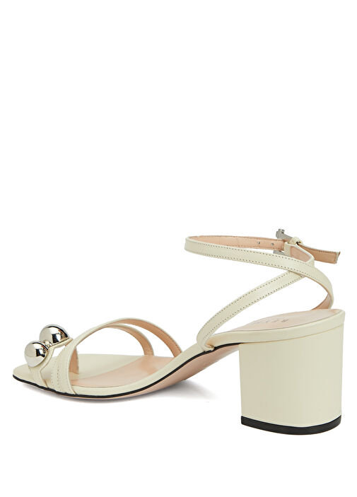 Kırık Beyaz Kadın Deri Sandalet - Görsel 4