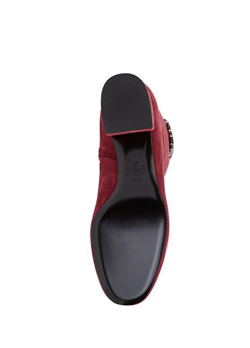 Bordo Topuklu Süet Çizme - Görsel 6