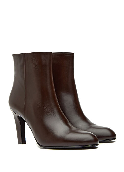 Kahverengi Fermuarlı Kadın Deri Bot - Görsel 3