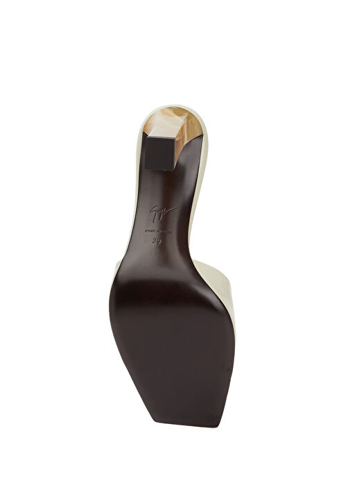 Kırık Beyaz Kadın Deri Terlik - Görsel 6