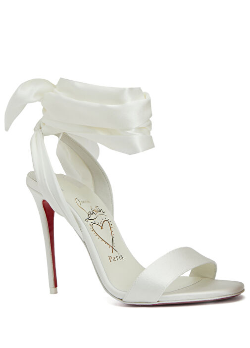 Kırık Beyaz Kadın İpek Sandalet - Görsel 3