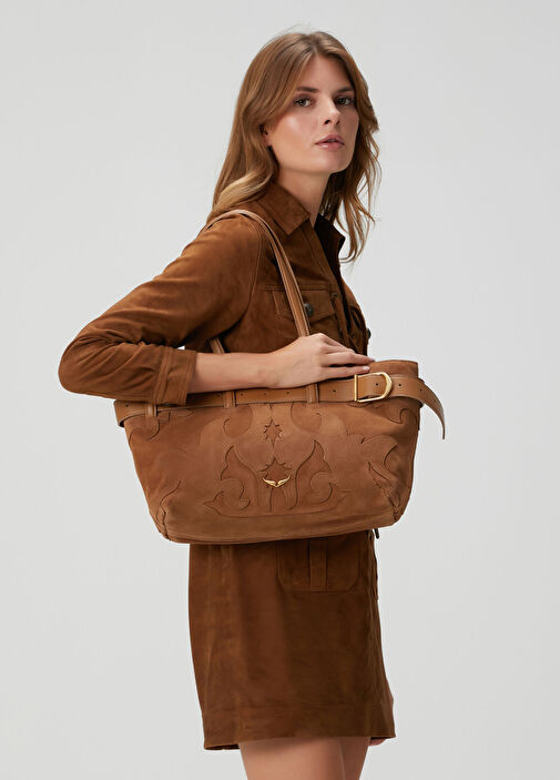 バッグ 126710 Zadig&Voltaire - Jane Taba Kadın Süet Alışveriş Çantası - Taba