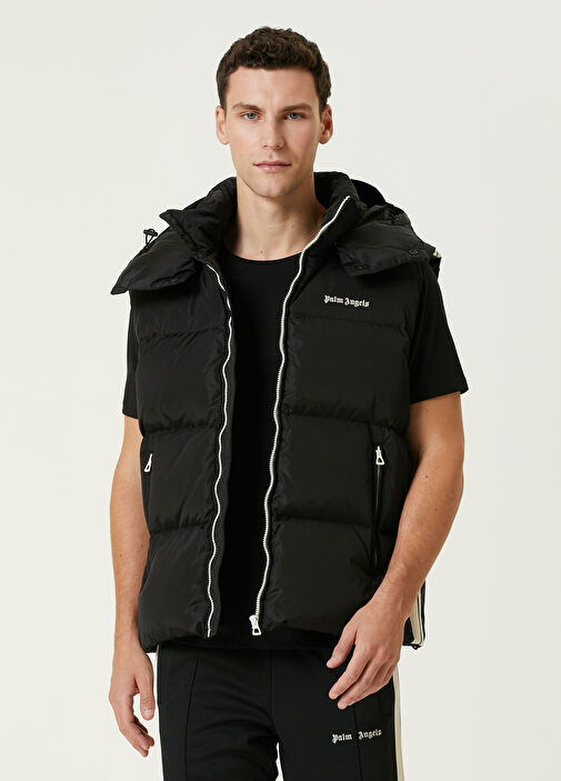 ダウンベスト Palm Angels SS24 Black nylon vest (PWEA118S24FAB001 1003) Black Nylon Vest by Palm Angels on Sale