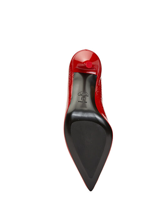 Kırmızı Kadın Deri Terlik - Görsel 6