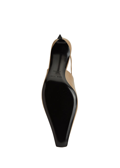 Bej Deri Topuklu Ayakkabı - Görsel 6