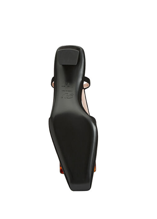 Siyah Deri Topuklu Ayakkabı - Görsel 6