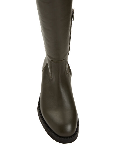 Haki Kadın Deri Çizme - Görsel 5
