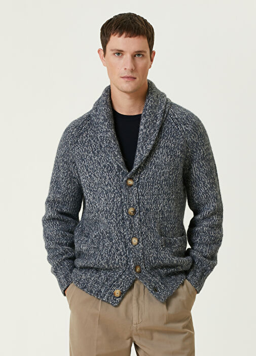 Brunello store Cucinelli Blue Buttoned Cardigan