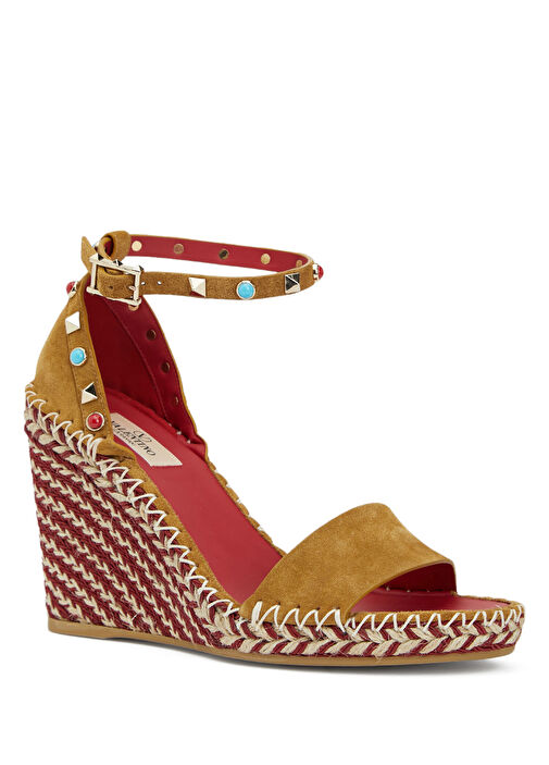 Valentino Garavani Bej Kahve Valentino Garavani Süet Kadın Espadril