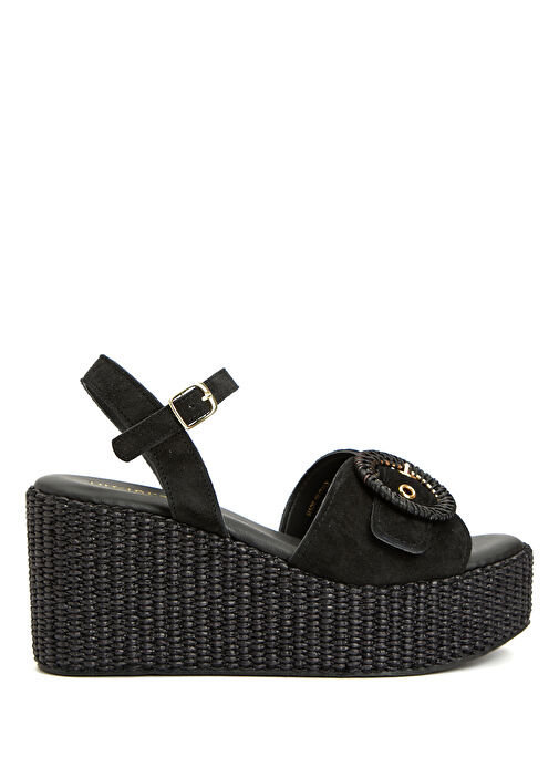 Siyah Kadın Süet Sandalet - Görsel 2