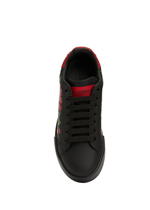 Siyah Çiçek Desenli Kadın Sneaker - Görsel 5