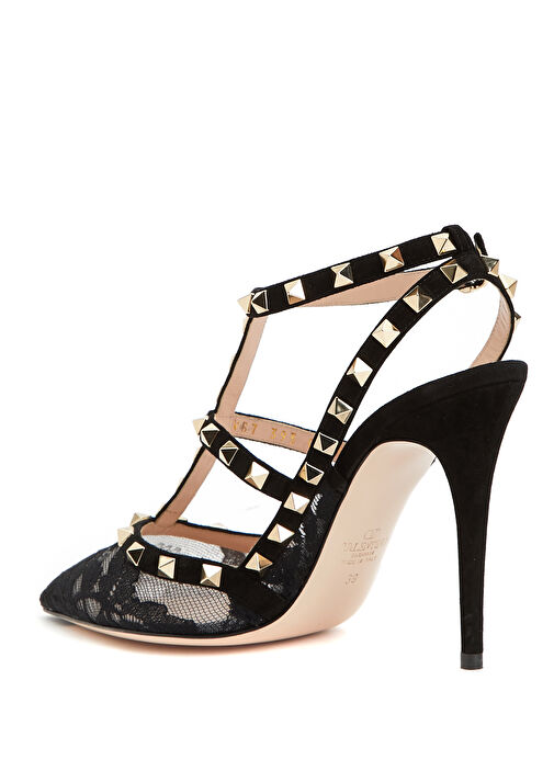 Ankle Rockstud Siyah Topuklu Ayakkabı - Görsel 4